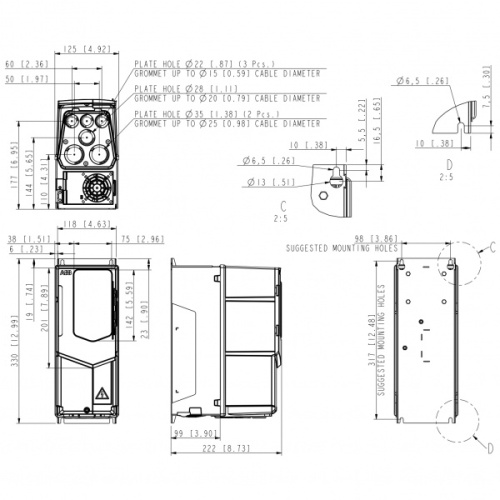Преобразователь частоты ABB ACS580-01-09A5-4+J400 (4kW, 3ф, 9.4A, IP21, G-150%) фото 2