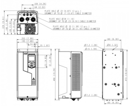 Преобразователь частоты ABB ACS580-01-018A-4+J400 (7.5kW, 3ф, 17A, IP21, G-150%) фото 2